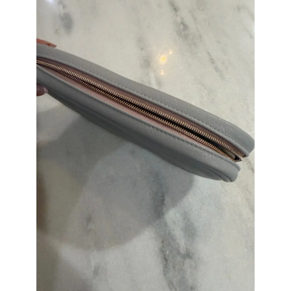 Modus Bags Jewelry Travel Organizer Case Grey Saffiano Vegan Leather Rose Gold